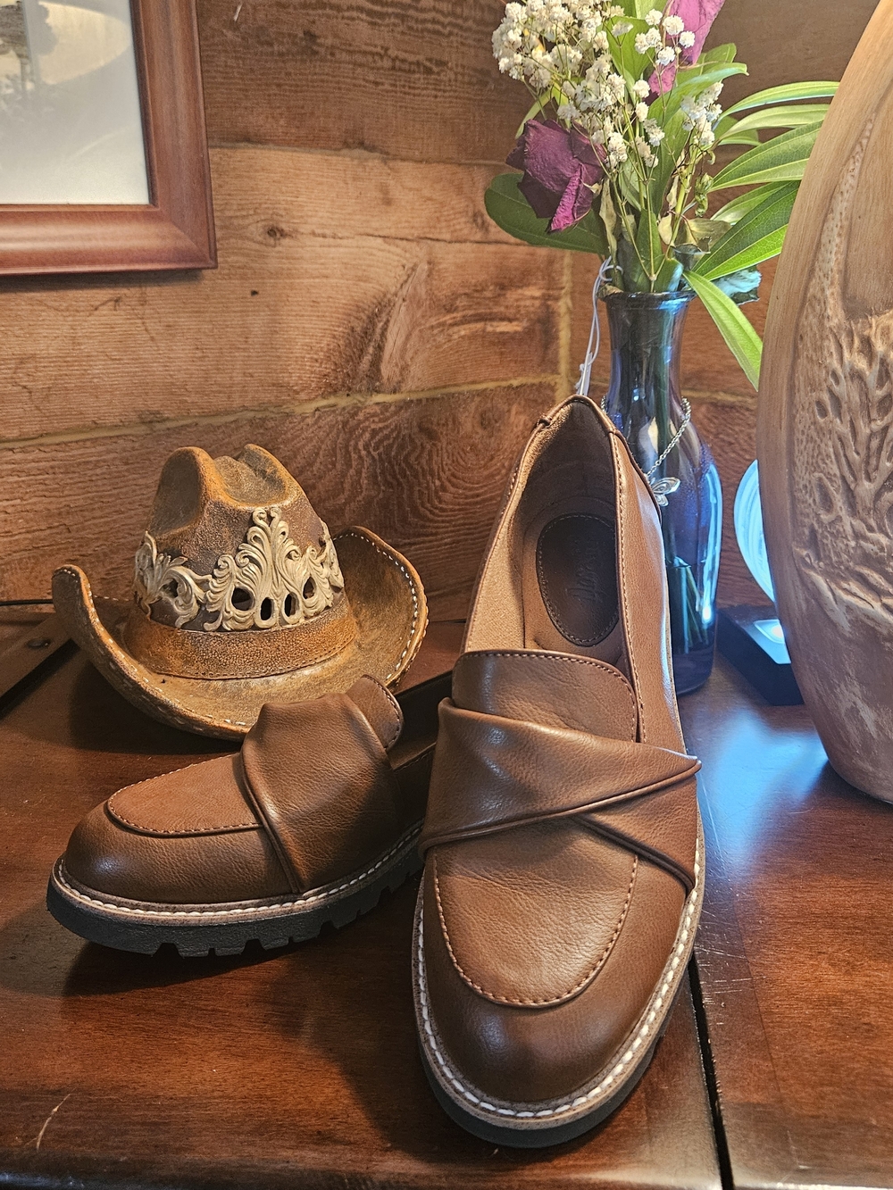 Eurosoft Women’s Brown Leather Slip-On Loafers - Casual Comfort